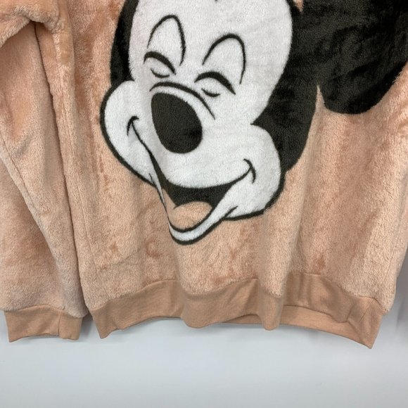 Disney Sweatshirt Mickey Mouse Pink Fleece Crewneck Cozy - Picture 6 of 11